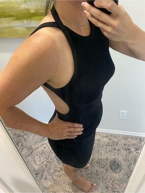 FP Sleeveless Ribbed Black Bodycon Dress - Women's